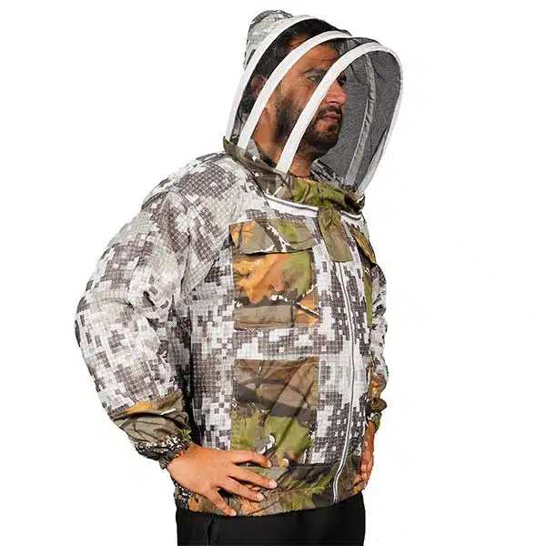 Forest Beekeeping Jacket | Camouflage Protective Jacket with Removable Veil