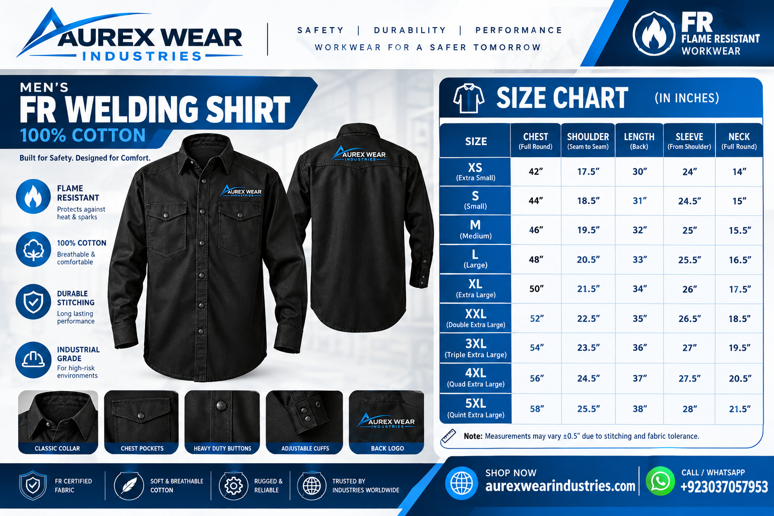 FR Welding Shirt Cotton – Flame Resistant Workwear