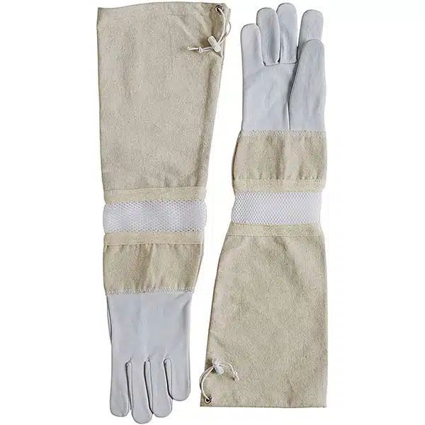 Goatskin Beekeeping Gloves | Genuine Goat Leather Gloves with High Canvas Sleeves