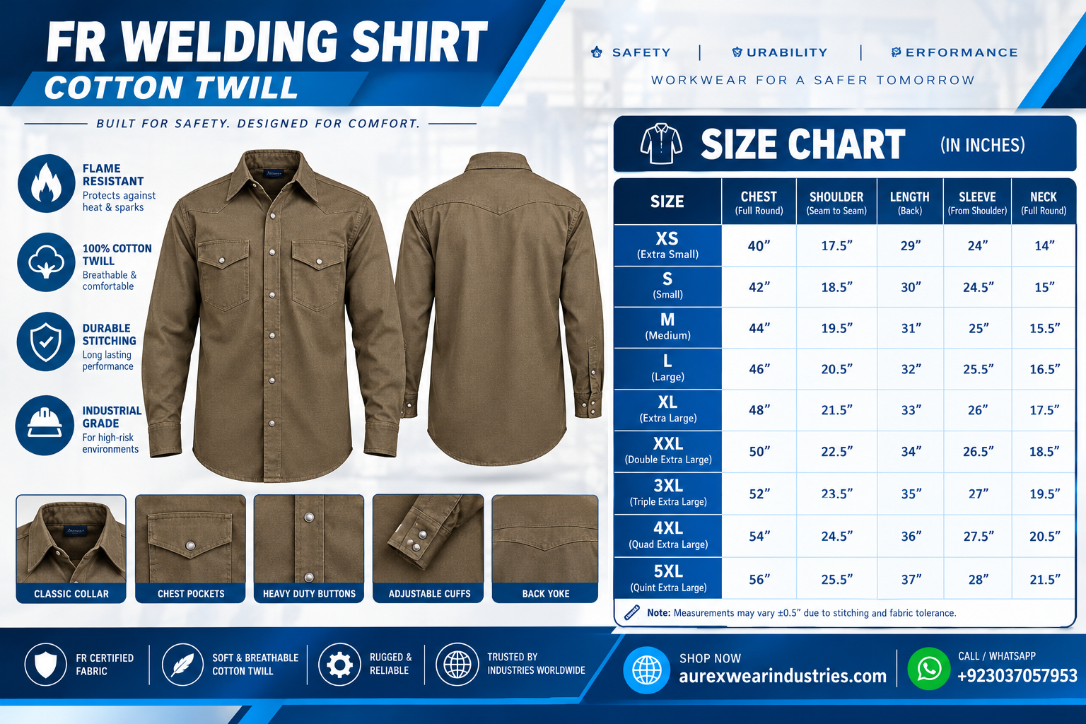 FR Welding Shirt – Cotton Twill