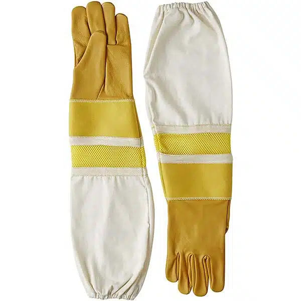 Beekeeper Gloves | Cowhide Leather Gloves with Long Polycotton Sleeves