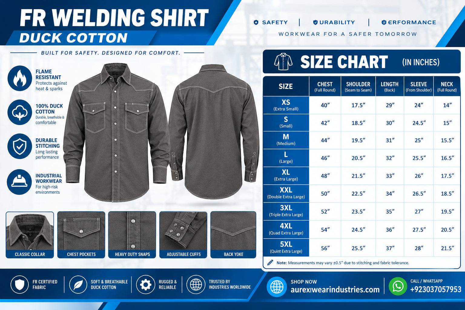 FR Welding Shirt – Duck Cotton