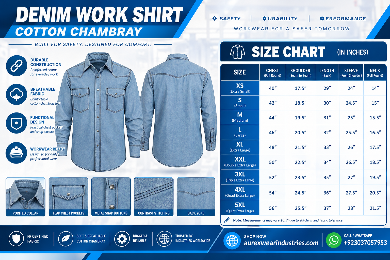 FR Welding Shirt - Denim